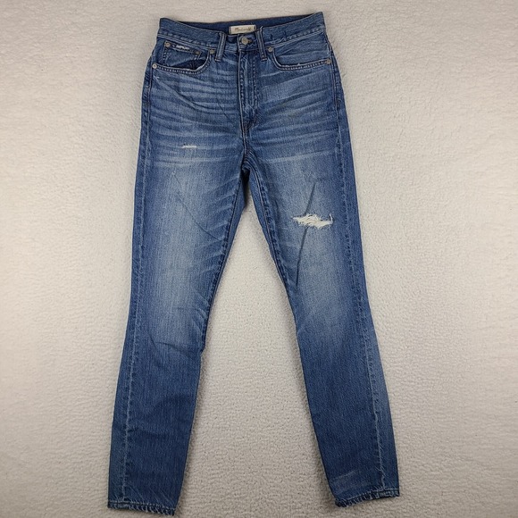 Madewell Denim - Madewell Jeans Womens 27 Blue Rigid Skinny Distress Medium Wash Denim *